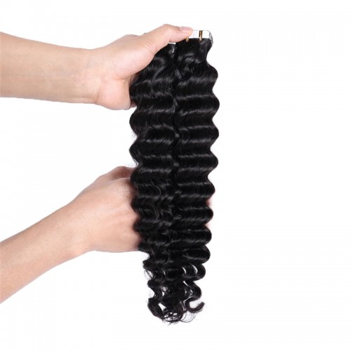 Human Hair Tape In Extensions Deep Wave（20pcs/set） | Human Hair Wig | Lace Front
